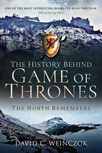 Book cover: “The History Behind Game of Thrones” with castle and shield imagery.