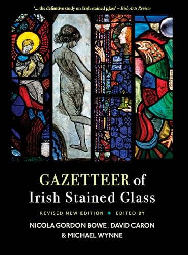 Book cover featuring four panels of colorful Irish stained glass artwork on black background.