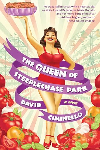 Book cover featuring a woman holding pasta, with a carnival background.
