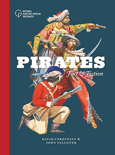 Book cover featuring three historical illustrations of pirates on a dark blue background.
