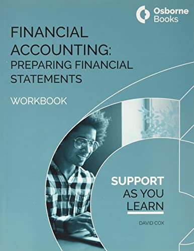 Financial accounting workbook cover with a person using a laptop.