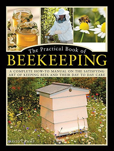 Book cover featuring beekeeping scenes: honey, beekeeper, hive, and bees.