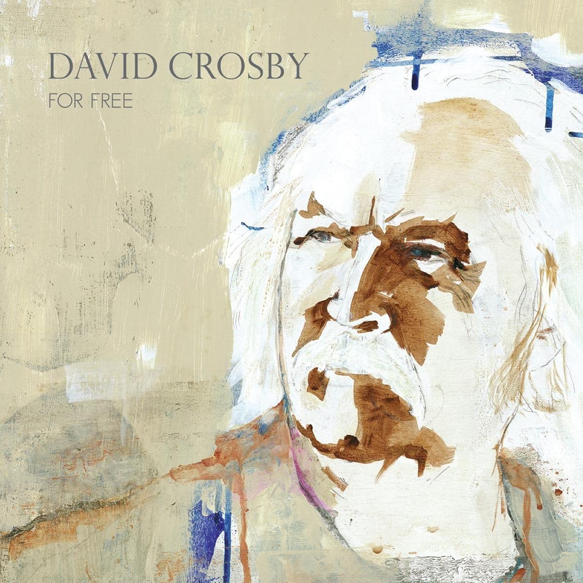 "Album cover featuring abstract painting of David Crosby with white hair and beard."