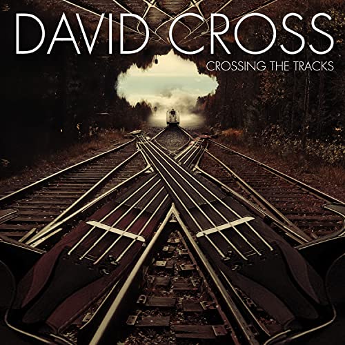 CD cover for David Cross’ “Crossing The Tracks” with railroad tracks.