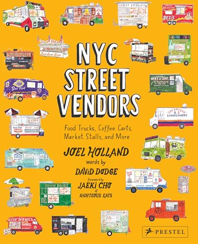 Colorful illustrated book cover depicting various NYC food trucks and carts.