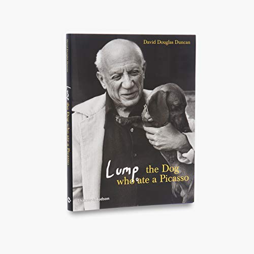 Book cover featuring a black and white photograph of Pablo Picasso holding a dachshund.