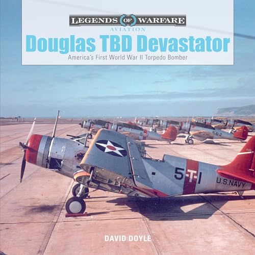 Gray Douglas TBD Devastator torpedo bomber aircraft on tarmac.