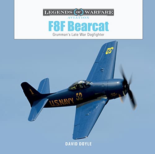 Blue U.S. Navy F8F Bearcat aircraft in flight, book cover.