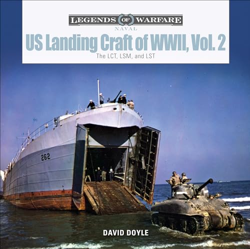 WWII landing craft with ramp lowered, unloading a tank onto a beach.