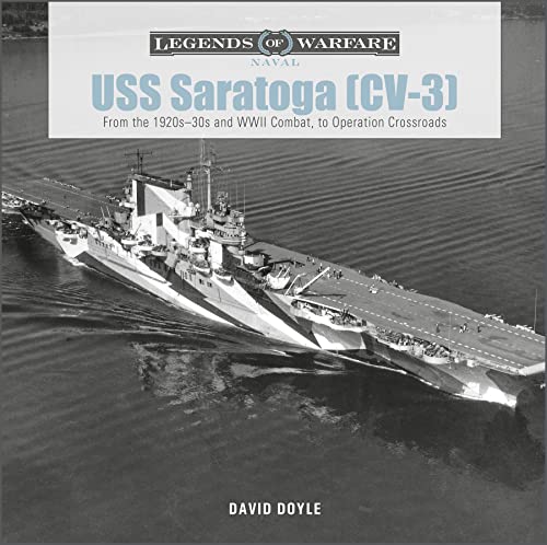 Black and white photo of the USS Saratoga aircraft carrier at sea.