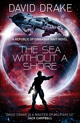 Sci-fi book cover featuring a spaceship, silhouetted figure, and nebula.
