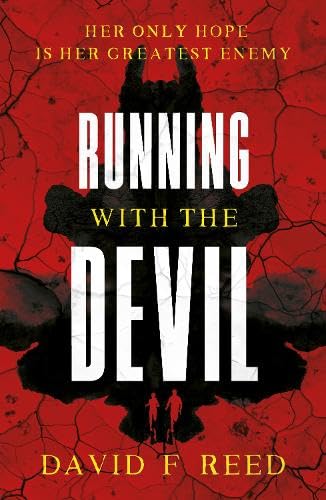 Book cover: red cracked background, devil horns, two figures silhouetted.