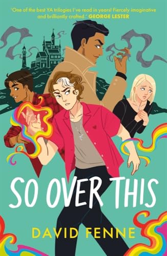 Book cover with three young people and colorful energy effects.