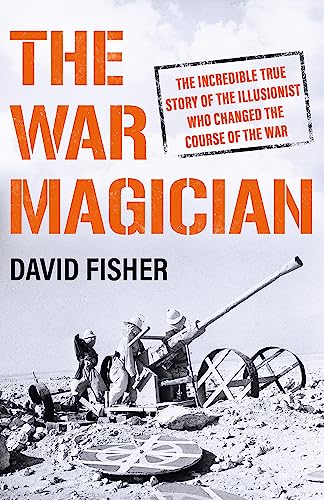 Book cover: "The War Magician" with soldiers near military equipment.
