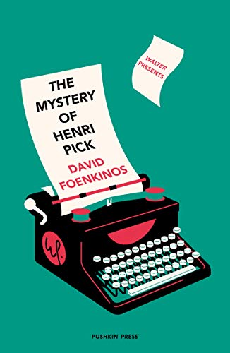 Book cover with a black typewriter and text reading "The Mystery of Henri Pick".