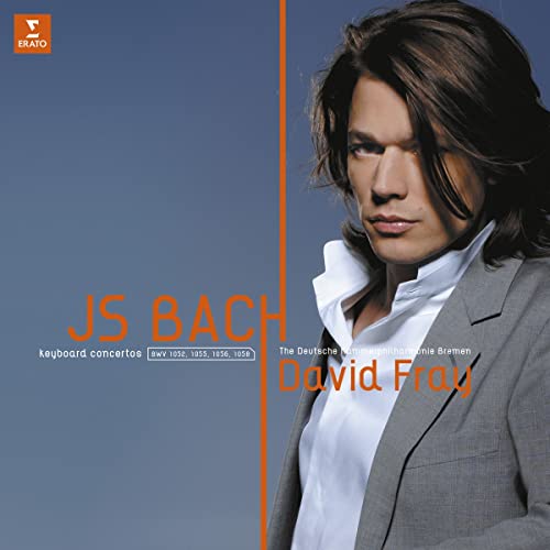 Album cover featuring pianist David Fray with orange text and blue background.