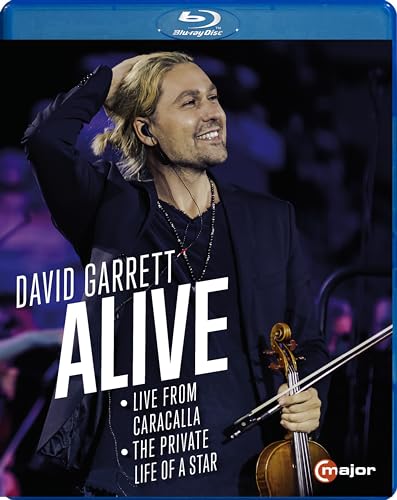 David Garrett on Blu-ray cover, holding a violin and smiling at the camera.