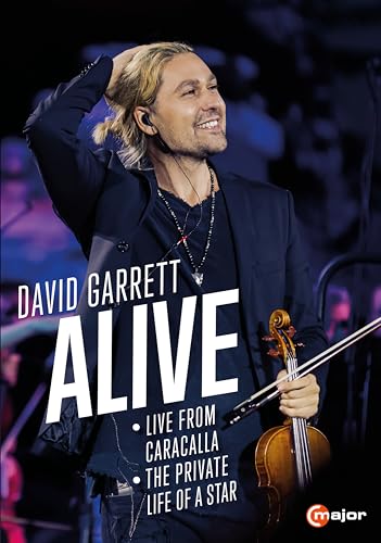 David Garrett holding a violin on the "Alive" DVD cover.