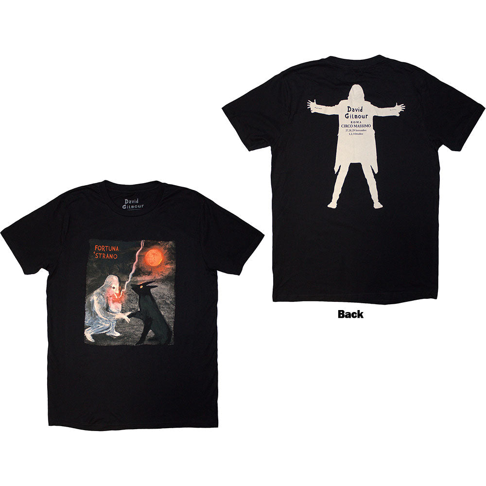 Black unisex t-shirt with David Gilmour’s “Luck & Strange” tour back print.