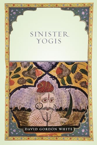 Book cover: “Sinister Yogis” with ornate border and portrait.