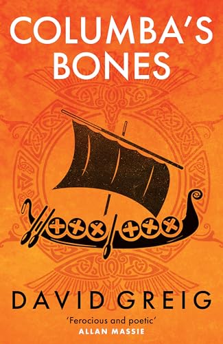 Book cover featuring a black Viking ship illustration against an orange Celtic patterned background.