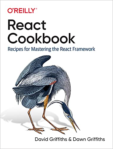 Book cover: "React Cookbook" with a heron illustration.