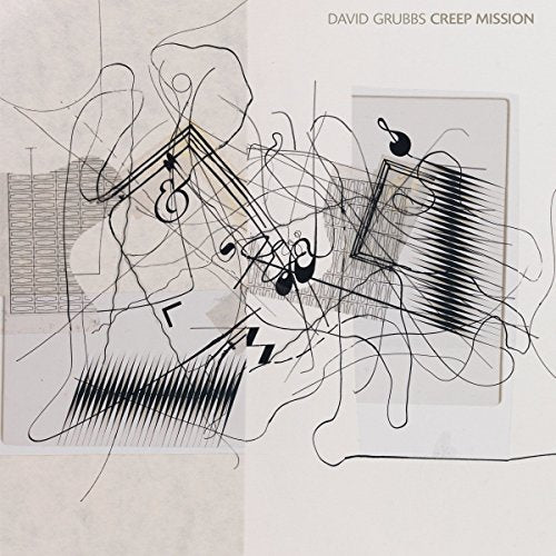 Album cover for David Grubbs’ “Creep Mission” featuring abstract black line art.