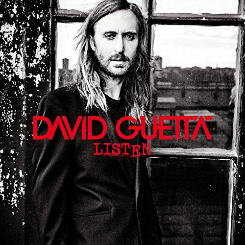David Guetta album cover, "Listen," featuring a portrait of the artist.