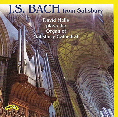 CD cover: organ pipes inside Salisbury Cathedral, text “J.S. Bach”.