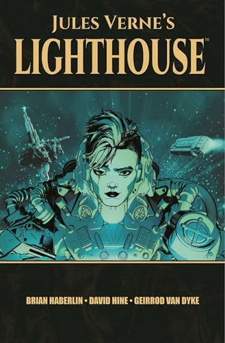 Comic book cover featuring a woman in a futuristic headset and spaceships.