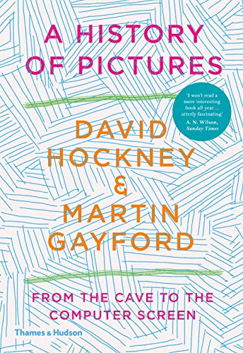 Book cover with blue scribbled lines, pink and orange text, and a circular sticker.