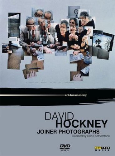 DVD cover featuring a fragmented collage of David Hockney's photographs on a grey background.