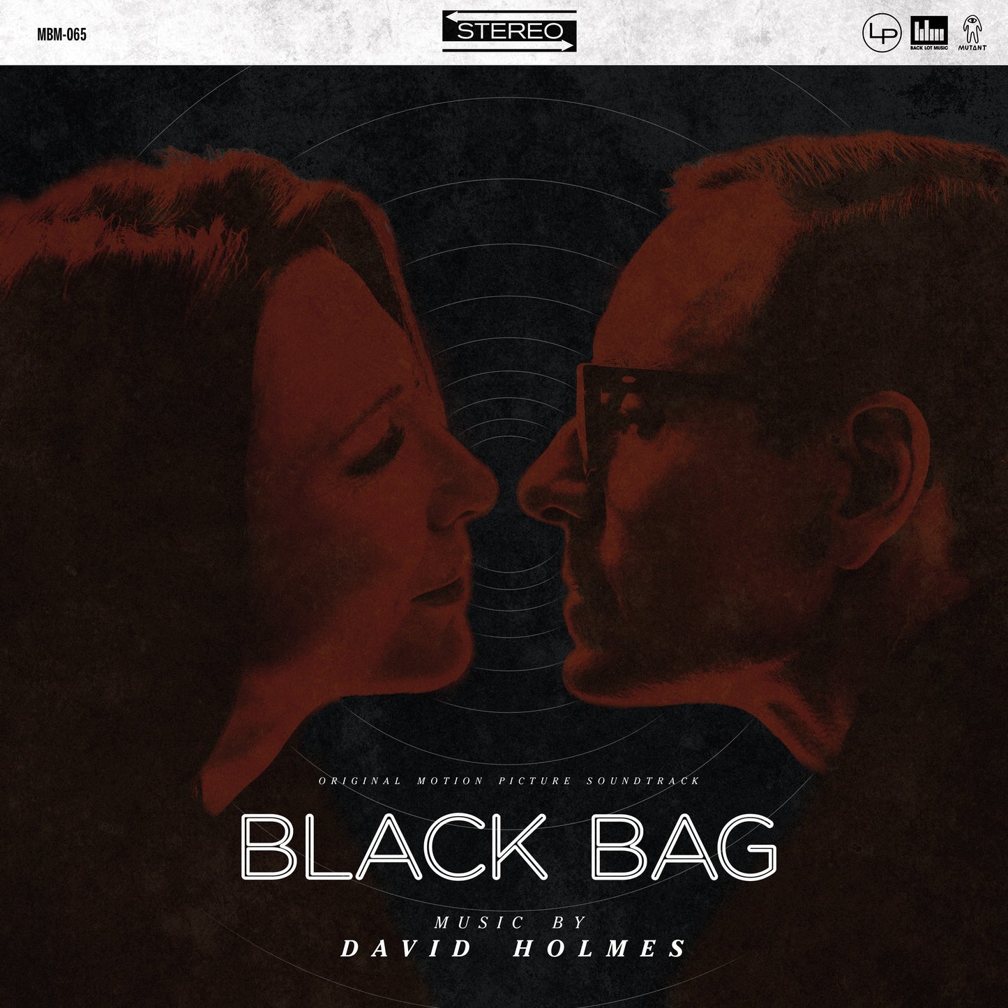 Black Bag" soundtrack album cover featuring two faces in red tones.