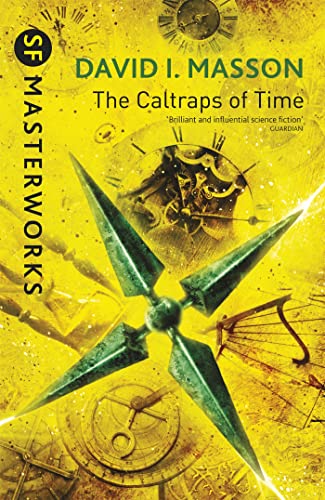 Book cover: “The Caltraps of Time” with clocks, gears, and caltrops.
