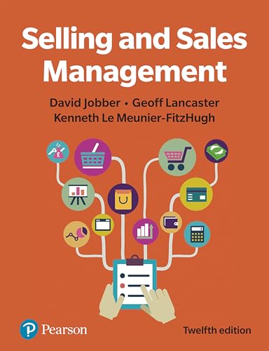 Book cover for "Selling and Sales Management" with sales-related icons.