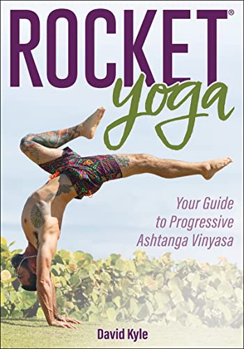 Book cover: man in handstand, title "Rocket Yoga" and author David Kyle.