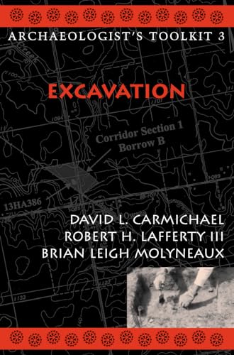 Book cover for "Excavation" with map background and archaeological dig photo.