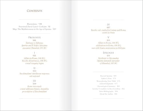 Open book pages displaying a table of contents with chapter titles.