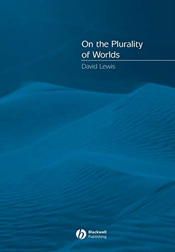 Book cover: "On the Plurality of Worlds" by David Lewis, blue abstract dunes.
