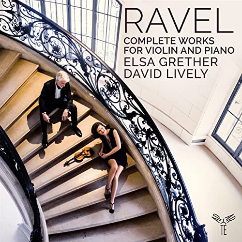 CD cover featuring musicians on a grand staircase, text "Ravel" and names.