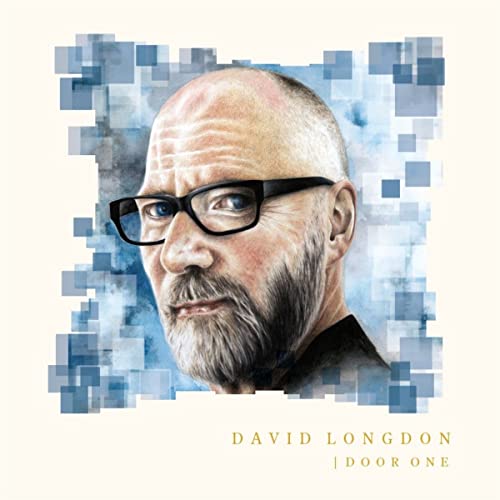 Portrait of David Longdon wearing glasses against a background of blue translucent squares.