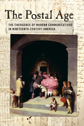 Book cover depicting a busy 19th-century post office scene.