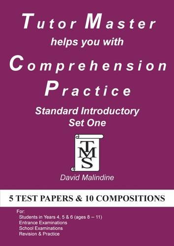 Purple Tutor Master comprehension practice book with logo and text details.