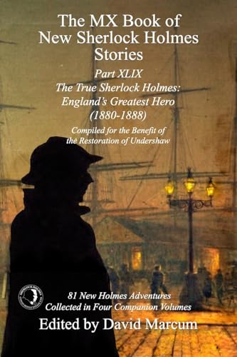Book cover featuring a silhouetted Sherlock Holmes against a foggy street scene.