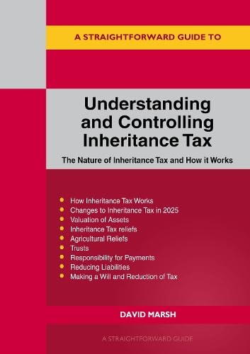 Red and black book cover titled "Understanding and Controlling Inheritance Tax," 2025 edition.