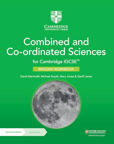 Green textbook cover titled Combined and Co-ordinated Sciences Biology Workbook with a moon image.
