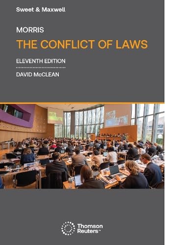 Book cover: "Morris: The Conflict of Laws," eleventh edition, with courtroom image.