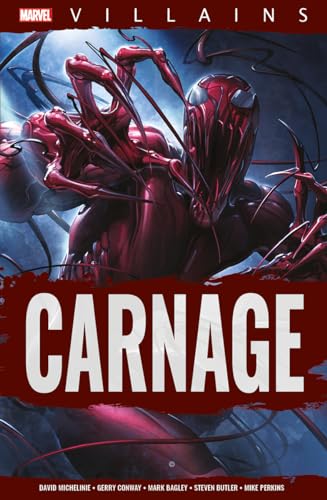 Book cover featuring the Marvel villain Carnage, a red, monstrous symbiote.