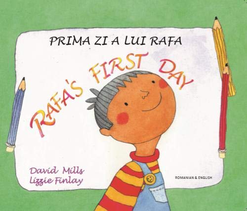 Book cover with illustrated boy, pencils, and Romanian/English text.