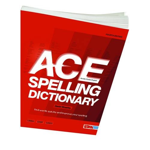 The red cover of the ACE Spelling Dictionary fourth edition book.